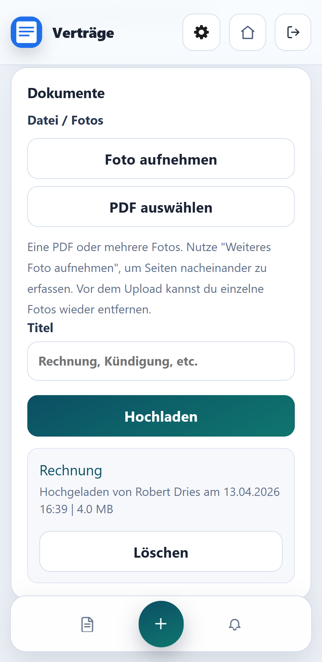 Screenshot Vertragsdetails mit Bearbeitungsansicht in vertragsmanager.app